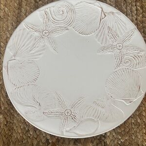 Nautical White Embossed Dinner Plate